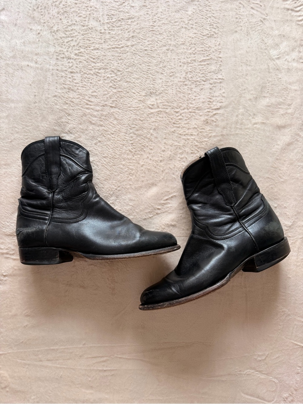 Tecovas Black Leather Short Western Ankle Boots